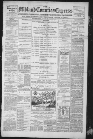 cover page of Midland Counties Express published on April 1, 1899