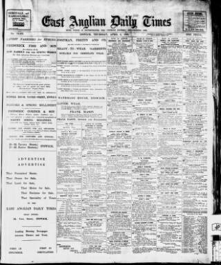 cover page of East Anglian Daily Times published on April 1, 1915