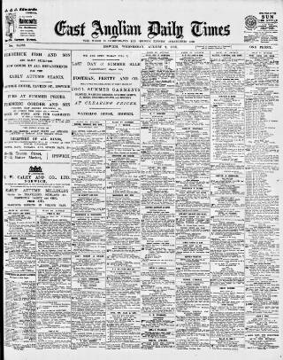 cover page of East Anglian Daily Times published on August 2, 1916