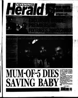 cover page of Evening Herald (Dublin) published on June 13, 2002
