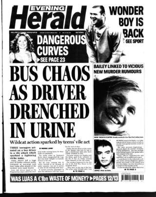 cover page of Evening Herald (Dublin) published on September 28, 2004