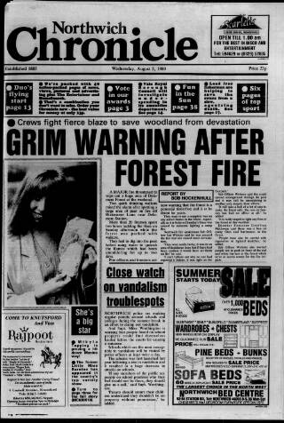 cover page of Northwich Chronicle published on August 2, 1989