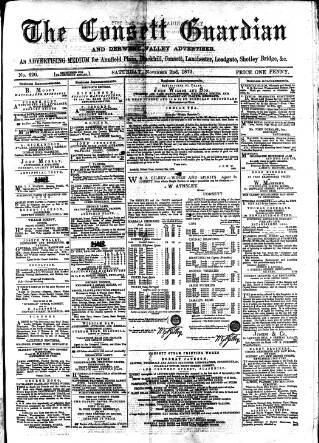 cover page of Consett Guardian published on November 2, 1872