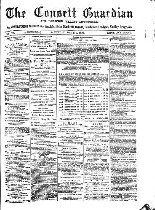 cover page of Consett Guardian published on June 13, 1874