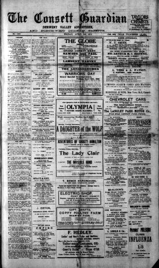 cover page of Consett Guardian published on April 1, 1921