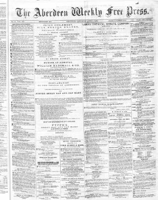 cover page of Aberdeen Weekly Free Press published on June 1, 1872