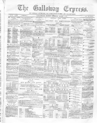 cover page of Galloway Express published on August 1, 1872
