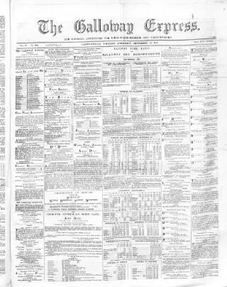 cover page of Galloway Express published on September 12, 1872