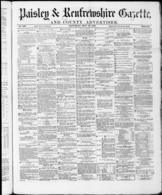 cover page of Paisley & Renfrewshire Gazette published on May 22, 1869