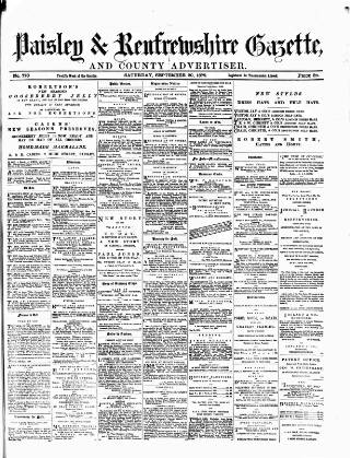 cover page of Paisley & Renfrewshire Gazette published on September 20, 1879