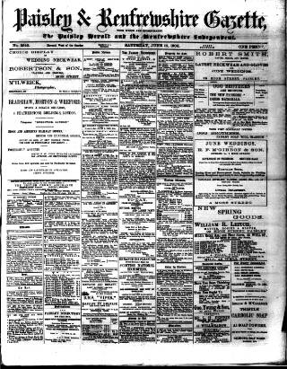 cover page of Paisley & Renfrewshire Gazette published on June 13, 1908
