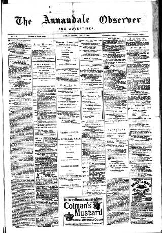 cover page of Annandale Observer and Advertiser published on April 1, 1881