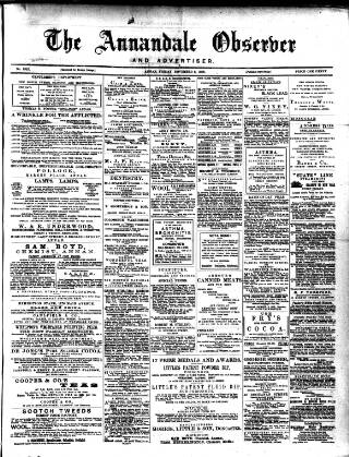 cover page of Annandale Observer and Advertiser published on November 2, 1888