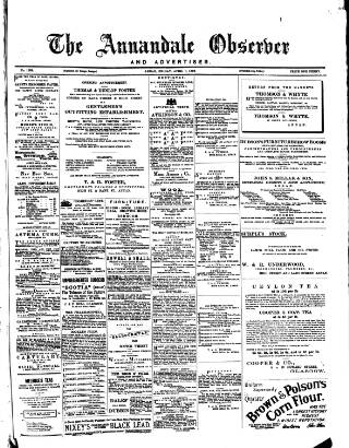 cover page of Annandale Observer and Advertiser published on April 1, 1892