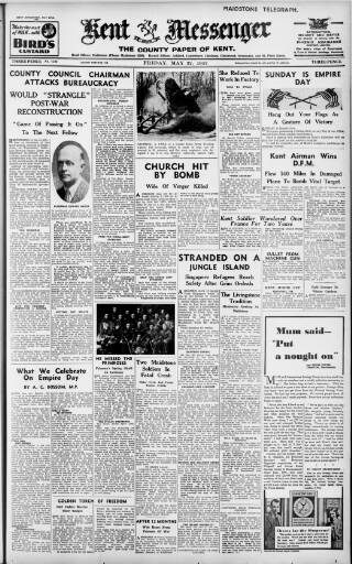 cover page of Maidstone Telegraph published on May 22, 1942