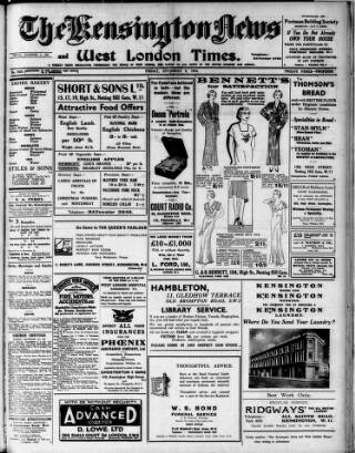 cover page of Kensington News and West London Times published on November 2, 1934