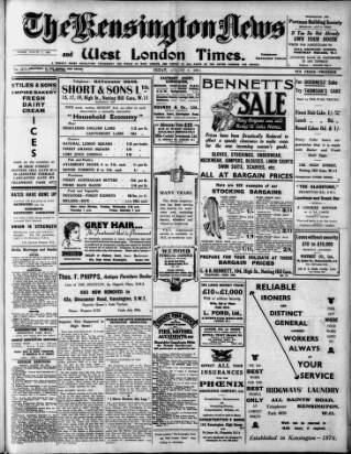 cover page of Kensington News and West London Times published on August 2, 1935