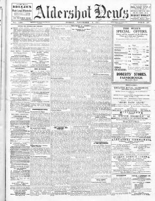 cover page of Aldershot News published on November 2, 1917