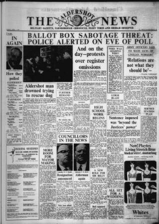 cover page of Aldershot News published on April 1, 1966