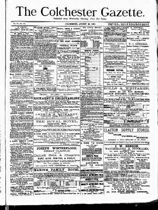 cover page of Colchester Gazette published on August 25, 1880