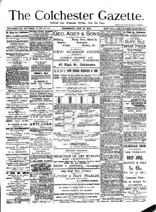 cover page of Colchester Gazette published on May 22, 1889
