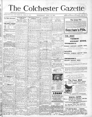 cover page of Colchester Gazette published on April 16, 1919
