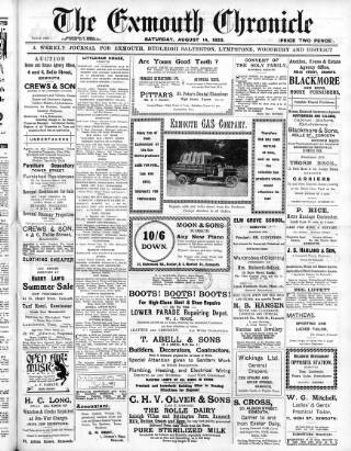 cover page of Exmouth Chronicle published on August 14, 1920