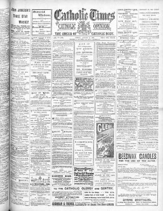 cover page of Catholic Times and Catholic Opinion published on August 2, 1907