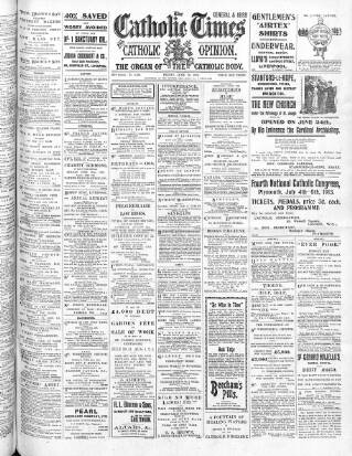 cover page of Catholic Times and Catholic Opinion published on June 13, 1913