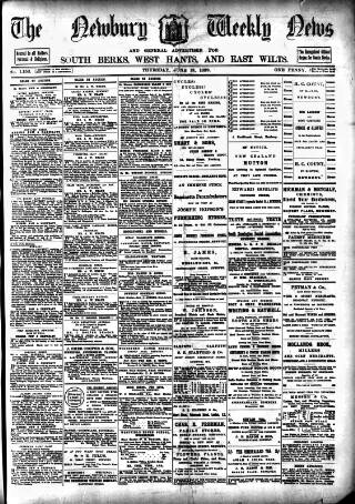 cover page of Newbury Weekly News and General Advertiser published on June 13, 1889