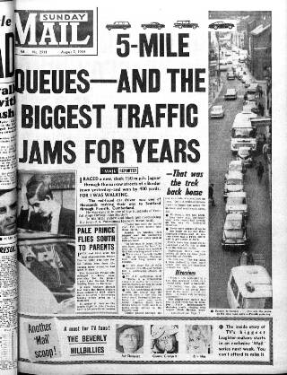 cover page of Sunday Mail (Glasgow) published on August 2, 1964