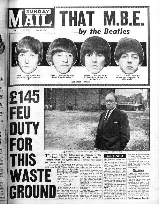 cover page of Sunday Mail (Glasgow) published on June 13, 1965