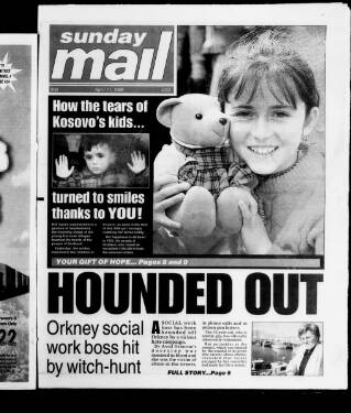 cover page of Sunday Mail (Glasgow) published on April 11, 1999