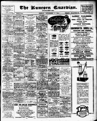 cover page of Runcorn Guardian published on November 2, 1917