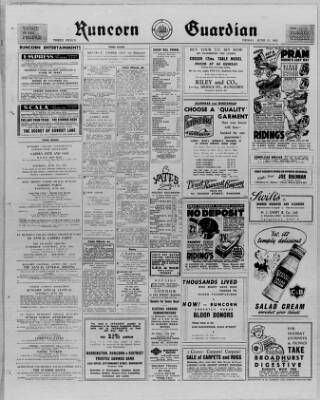 cover page of Runcorn Guardian published on June 13, 1952