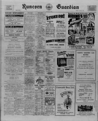 cover page of Runcorn Guardian published on May 22, 1953