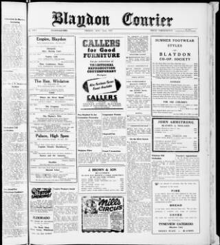 cover page of Blaydon Courier published on May 22, 1953