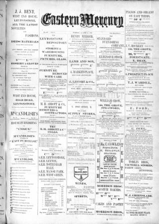 cover page of Eastern Mercury published on August 2, 1892