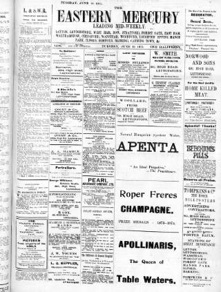 cover page of Eastern Mercury published on June 13, 1911