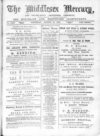 cover page of Middlesex Mercury published on August 31, 1895
