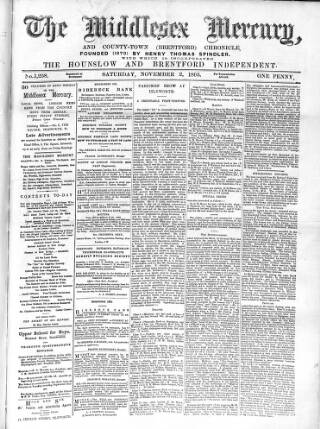 cover page of Middlesex Mercury published on November 2, 1895