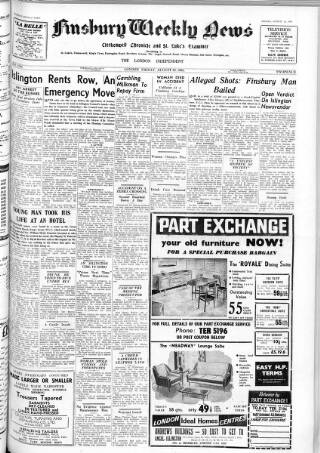 cover page of Finsbury Weekly News and Chronicle published on August 20, 1965