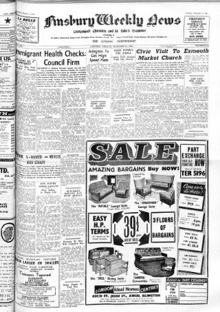cover page of Finsbury Weekly News and Chronicle published on October 22, 1965