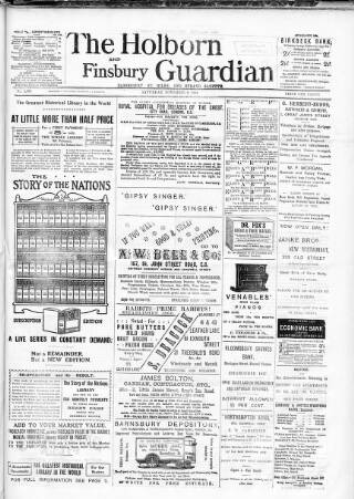 cover page of Holborn and Finsbury Guardian published on November 2, 1901