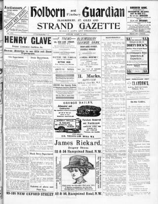 cover page of Holborn and Finsbury Guardian published on April 1, 1910