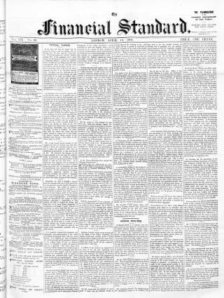 cover page of Financial Standard published on April 18, 1891