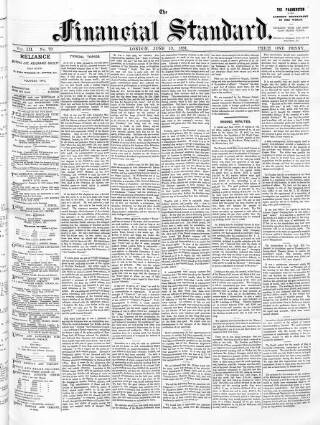 cover page of Financial Standard published on June 13, 1891