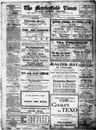 cover page of Macclesfield Times published on April 1, 1920