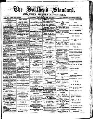 cover page of Southend Standard and Essex Weekly Advertiser published on June 13, 1884