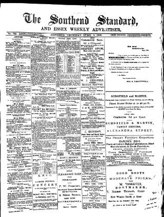cover page of Southend Standard and Essex Weekly Advertiser published on April 1, 1886